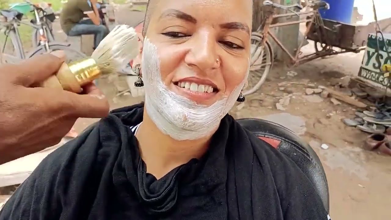 Payal nanda face shave | street face shave | women face shave | roadside barber shave | Shaving asmr