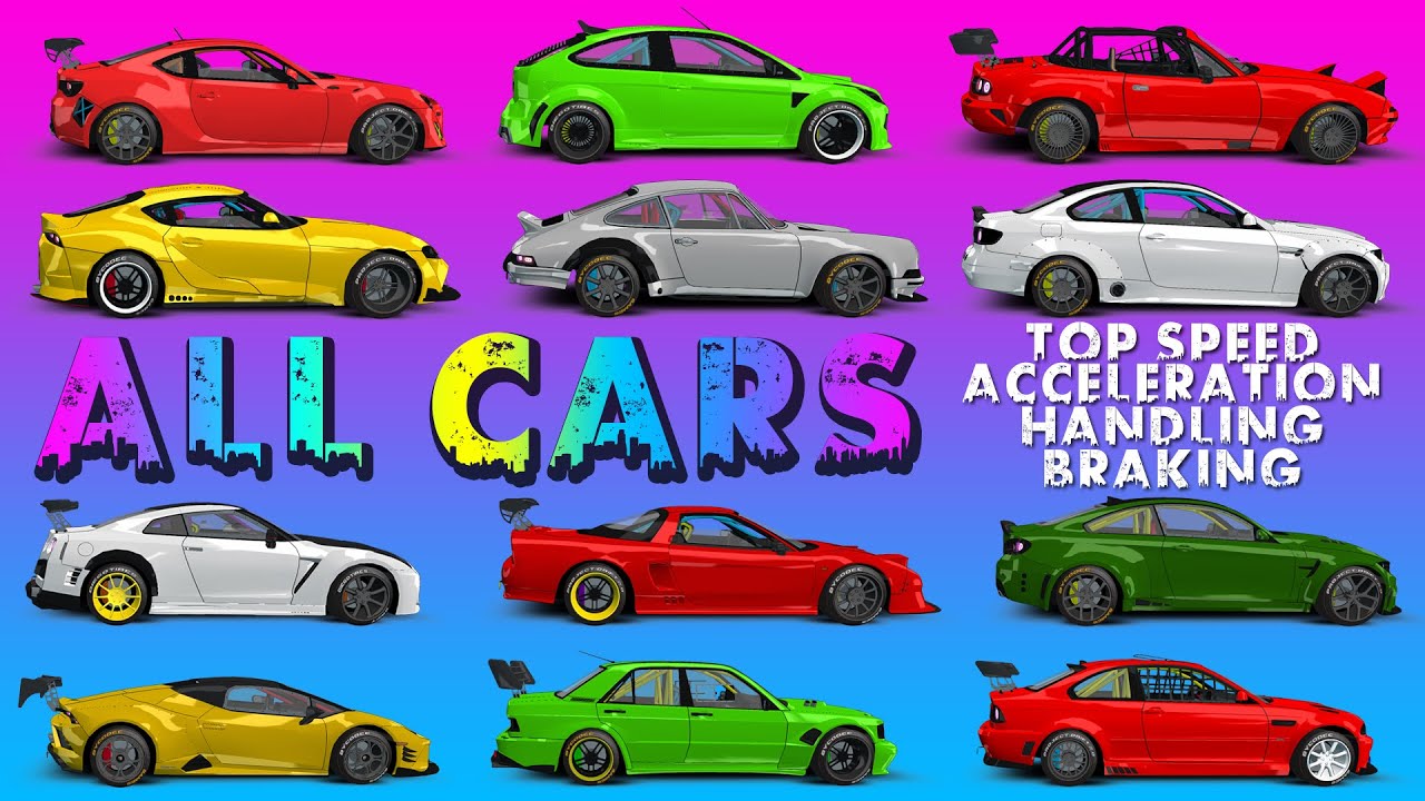40 Super Drift Cars Project Drift 2.0   - Top Speed, Acceleration, Handling And Braking.