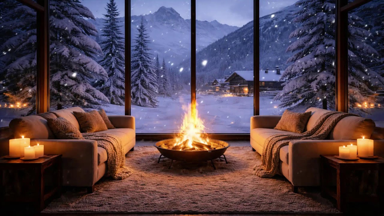 Cozy Fireplace Cafe 🔴 Live Winter Jazz Ambience