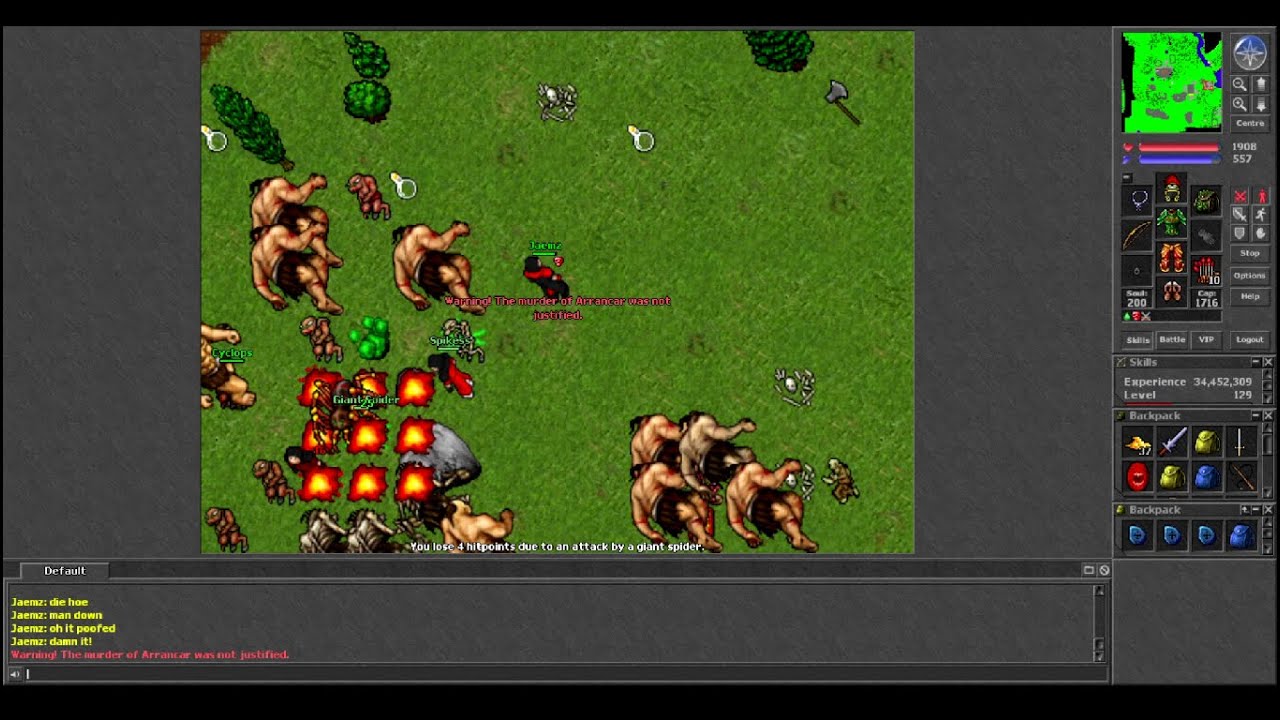 Old Tibia - Epic Fail in POH (7.6 2006 Amera)
