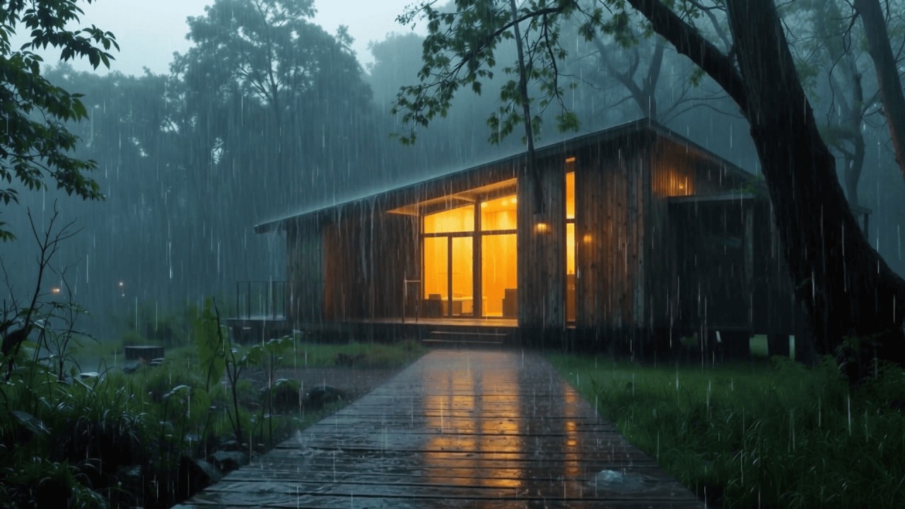 Gentle Rain in the Forest Cabin | Fall Asleep Fast & Relax Your Mind