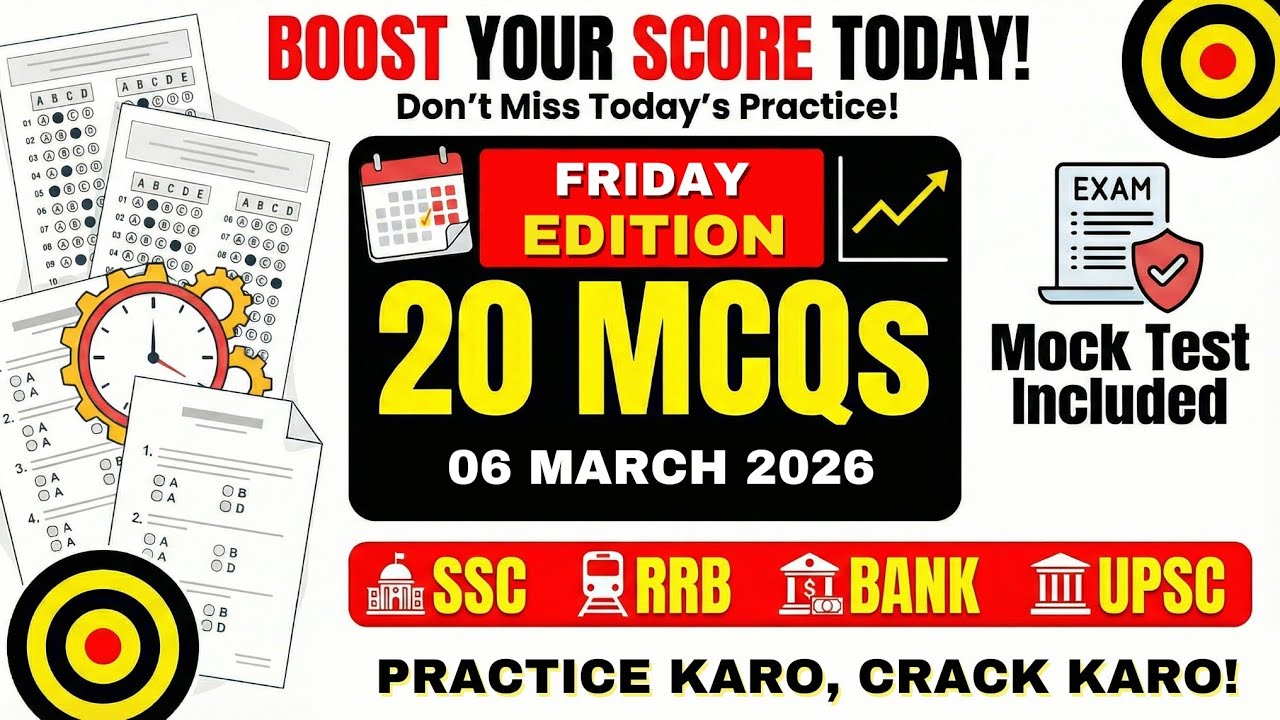 6 March MCQs | Friday Mock Test | Practice Karo, Crack Karo | ISD GK STUDY