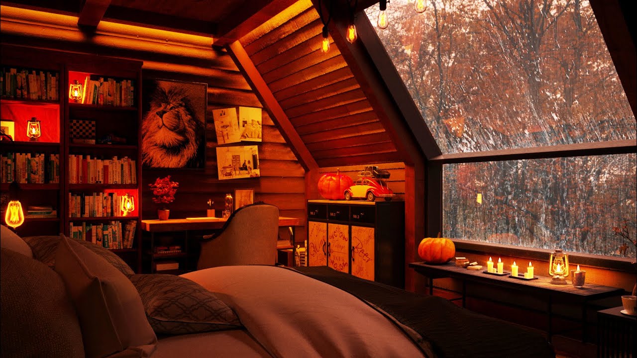 Cabin Bedroom for sleeping, relaxing and studying | Rain and Thunder