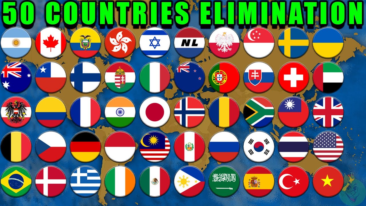50 Countries Elimination Marble Race in Algodoo #26 \ Marble Race King