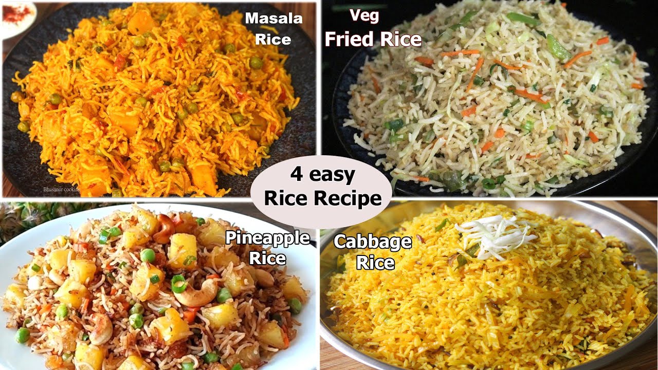 4 Easy Rice Breakfast Recipe | Lunch Box Recipe | Variety Rice Recipe | Rice Recipes