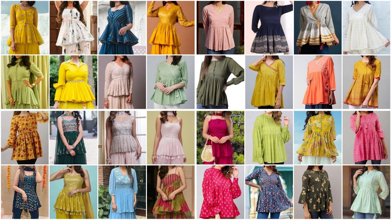 100% Latest Collection Of Peplum Short Kurti Design Ideas for Girls 2024