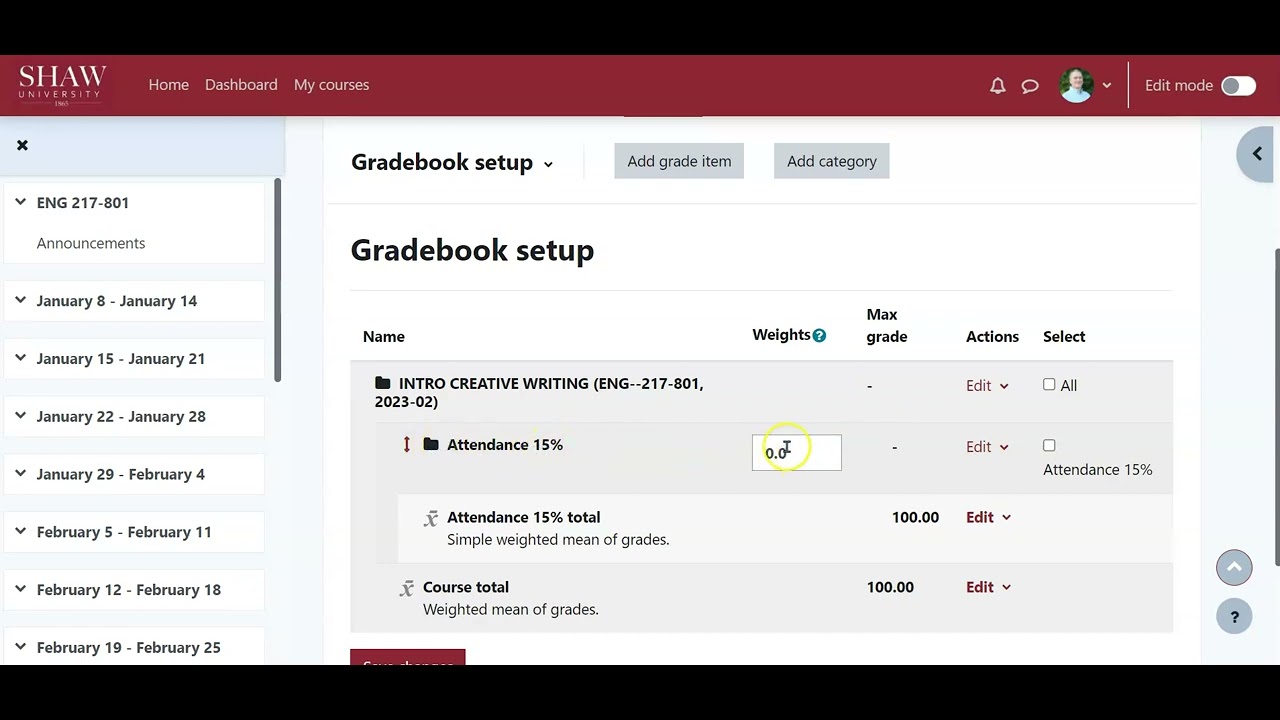 Setting up a weighted grade book in Moodle 4