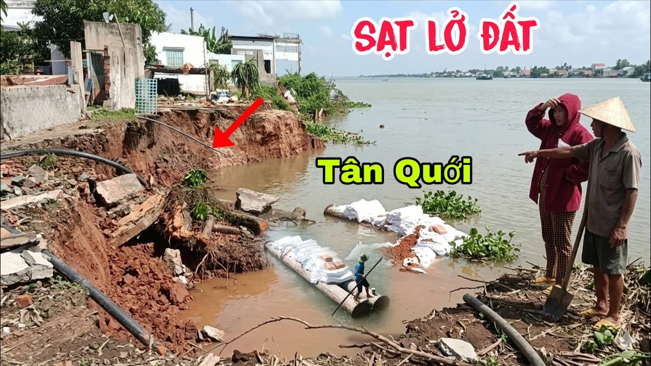 Sạt lở đất bờ sông tiền Kinh hoàng.hoài hộ bị xuống sông bà con bơ vơ 