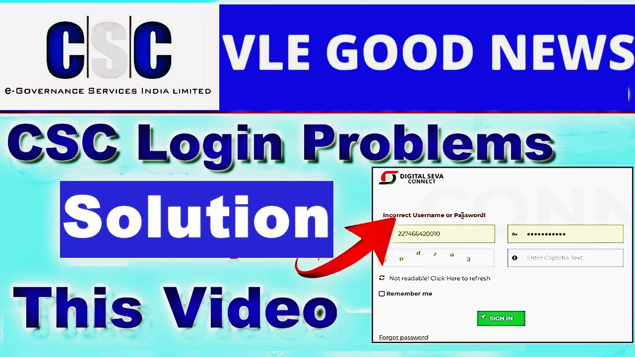 CSC Login Problems/how to fix incorrect username or password