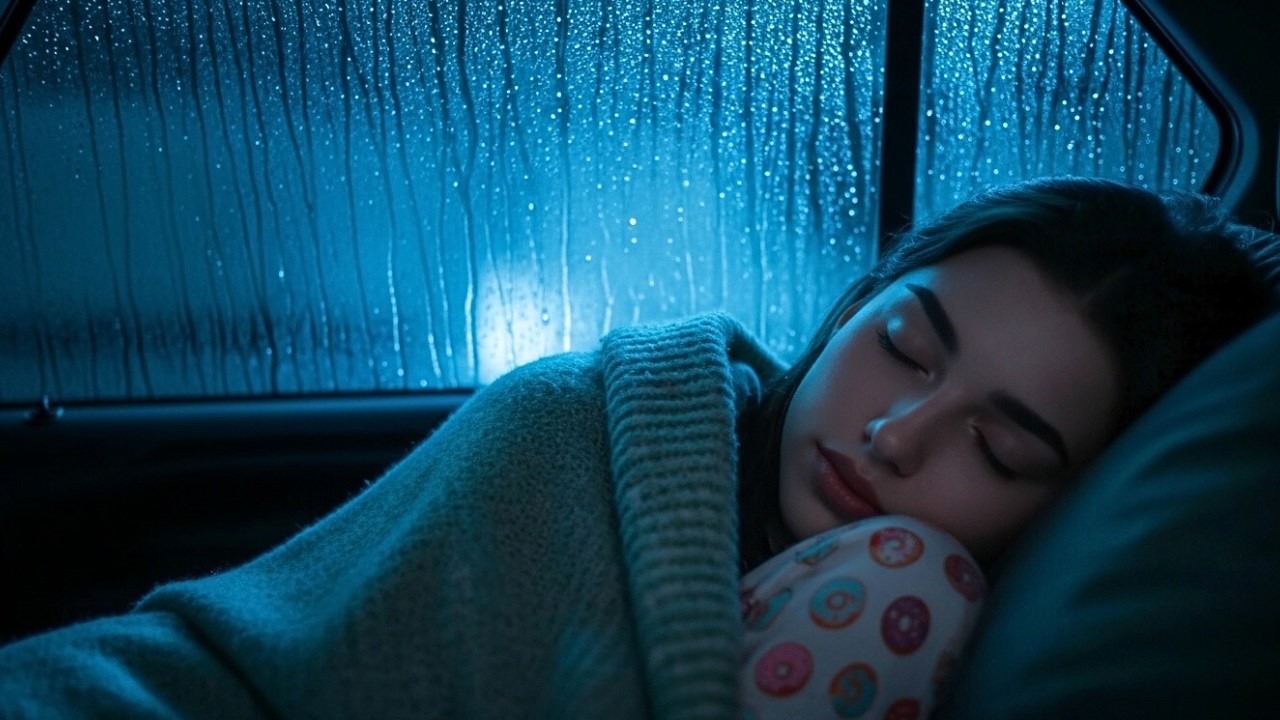 Fall Asleep in 3 Minutes with Gentle Rain on Car Roof in Quiet Village at Night, She Found Silence