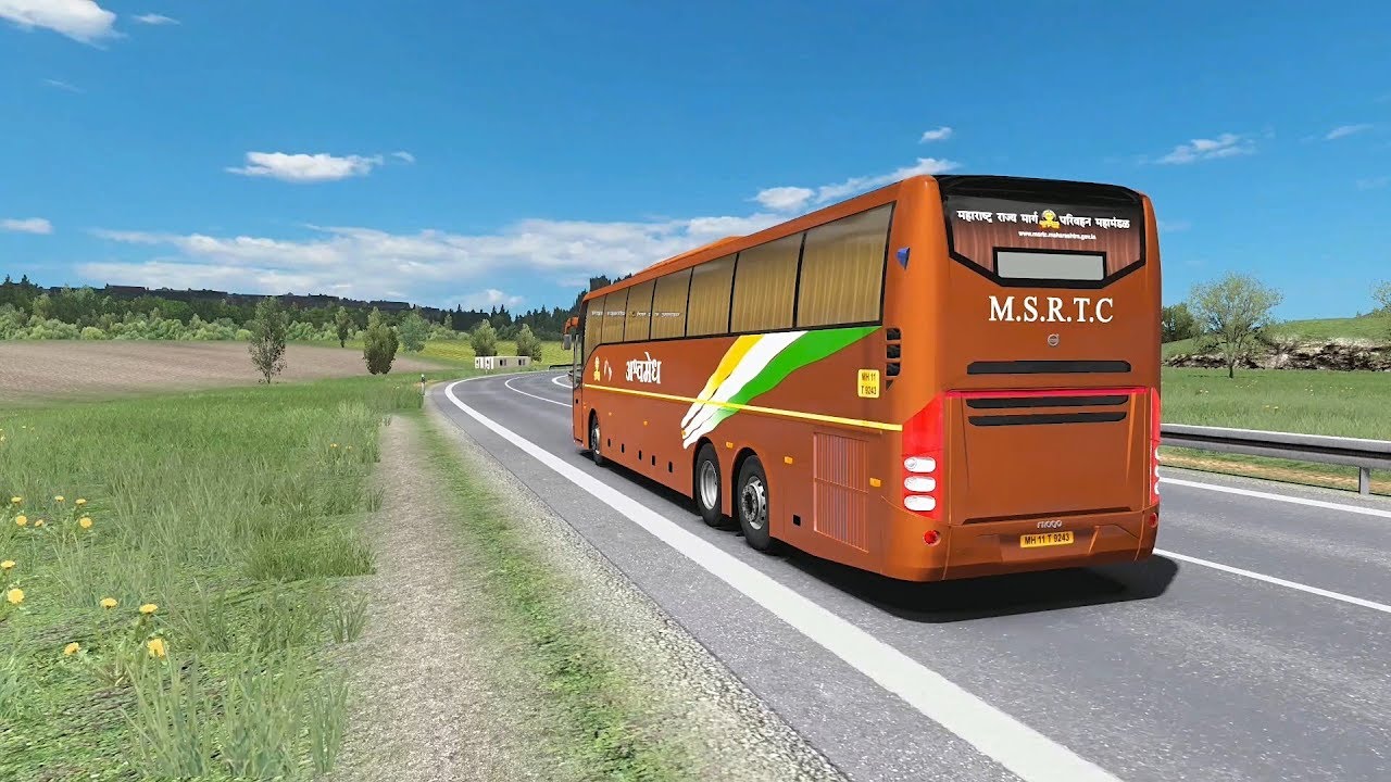 Driving MSRTC brand new volvo bus from Mumbai depot | Euro Truck simulator 2 volvo bus mod