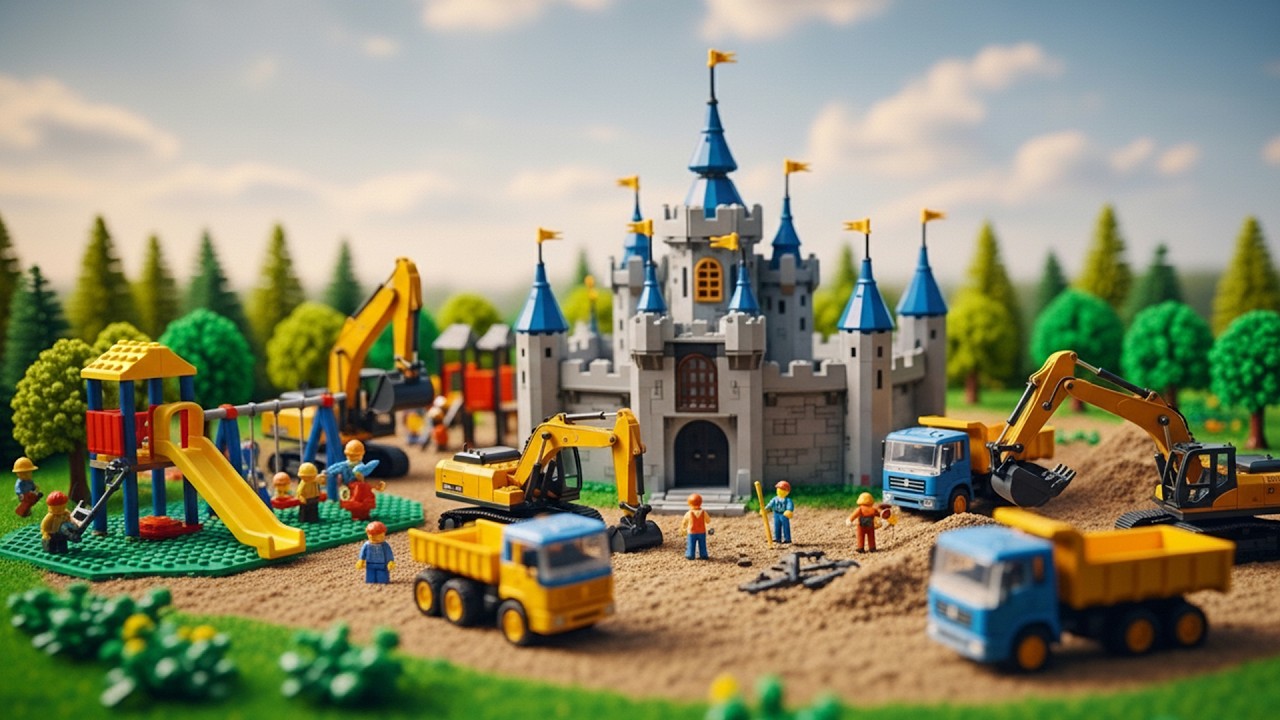 DIY Building a Miniature Model of Giant Lego Playground Using Tiny & Machines | Little Builder World