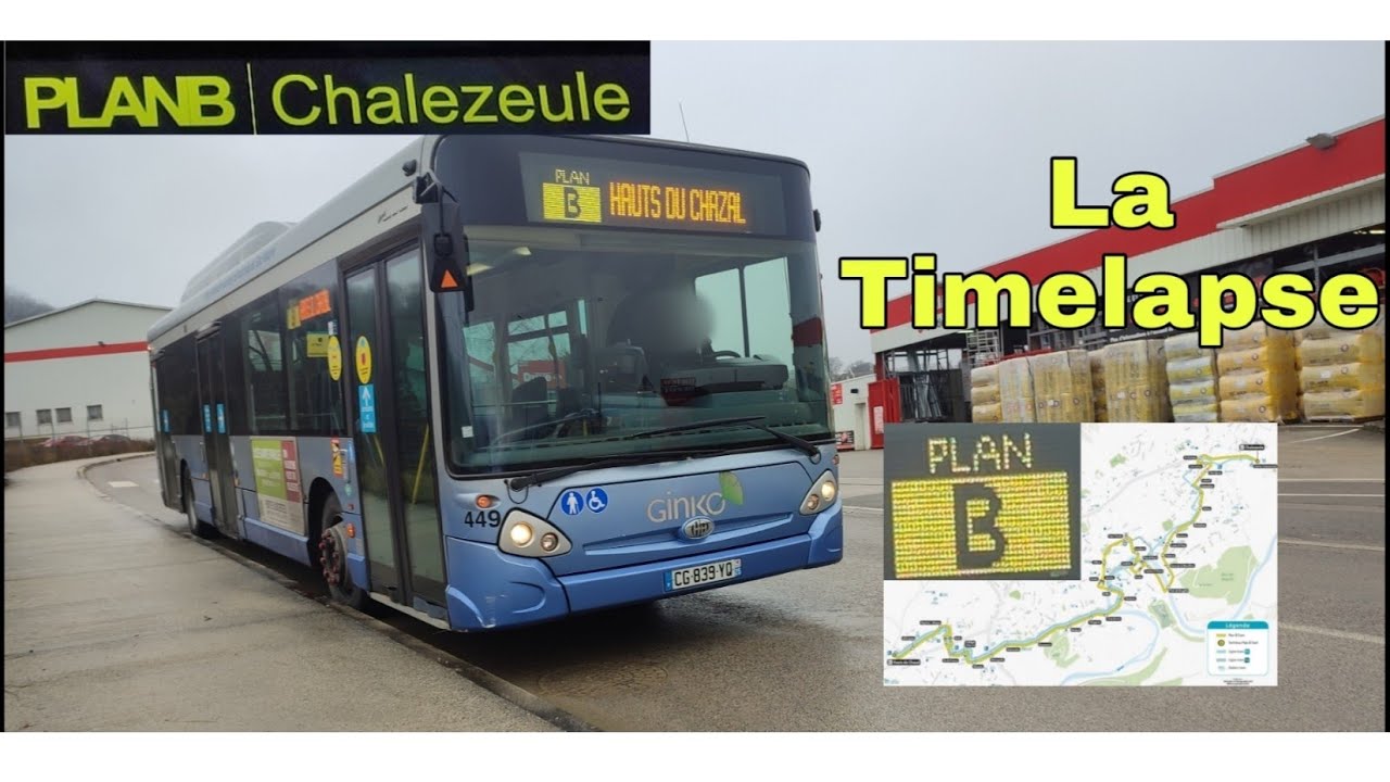 Timelapse Plan B Tram Chalezeule - Hauts du Chazal de Ginko Besançon avec Nom des arrêts