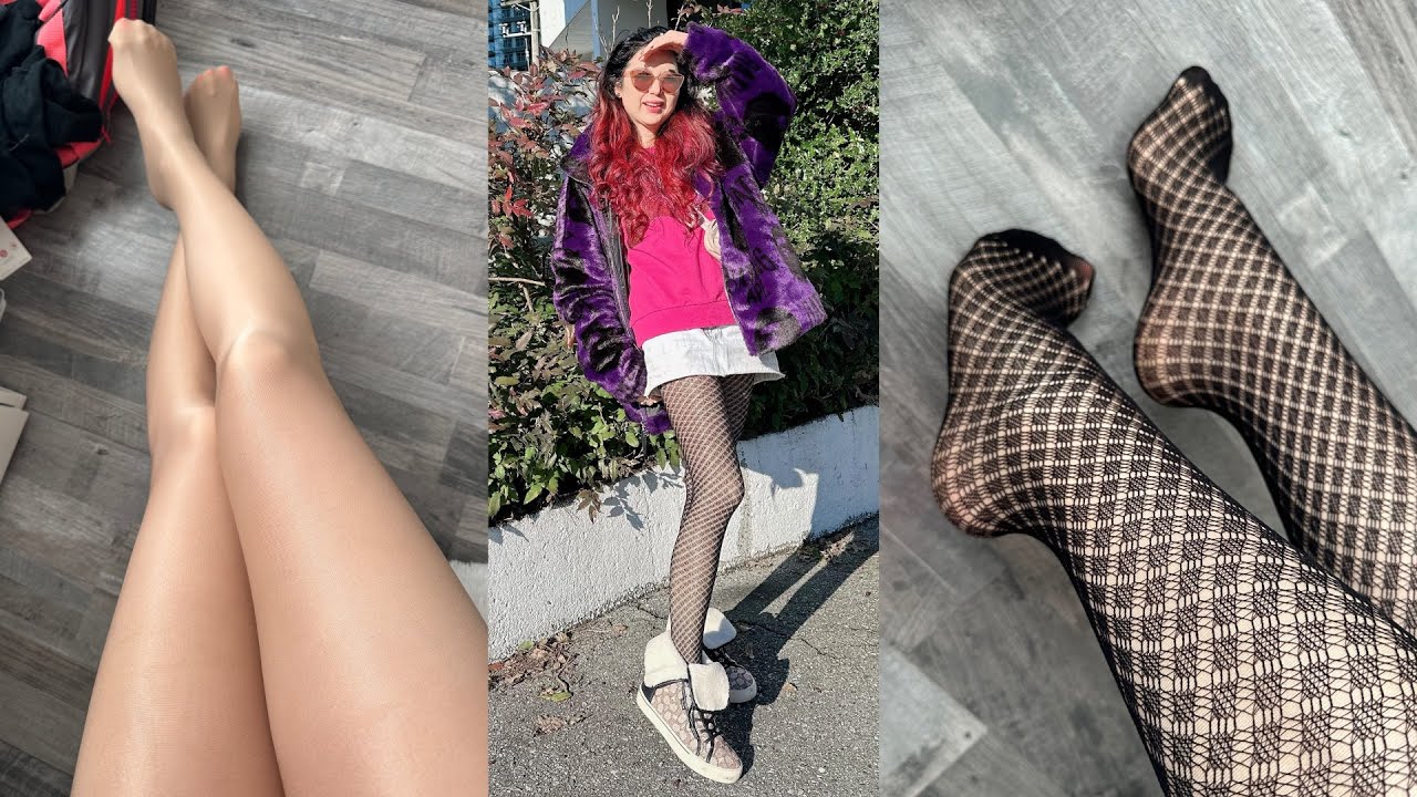 2 Pairs Layering! Shiny Nylons Pantyhose Stockings Tights Layered Reinforced Toes Feet Soles Review
