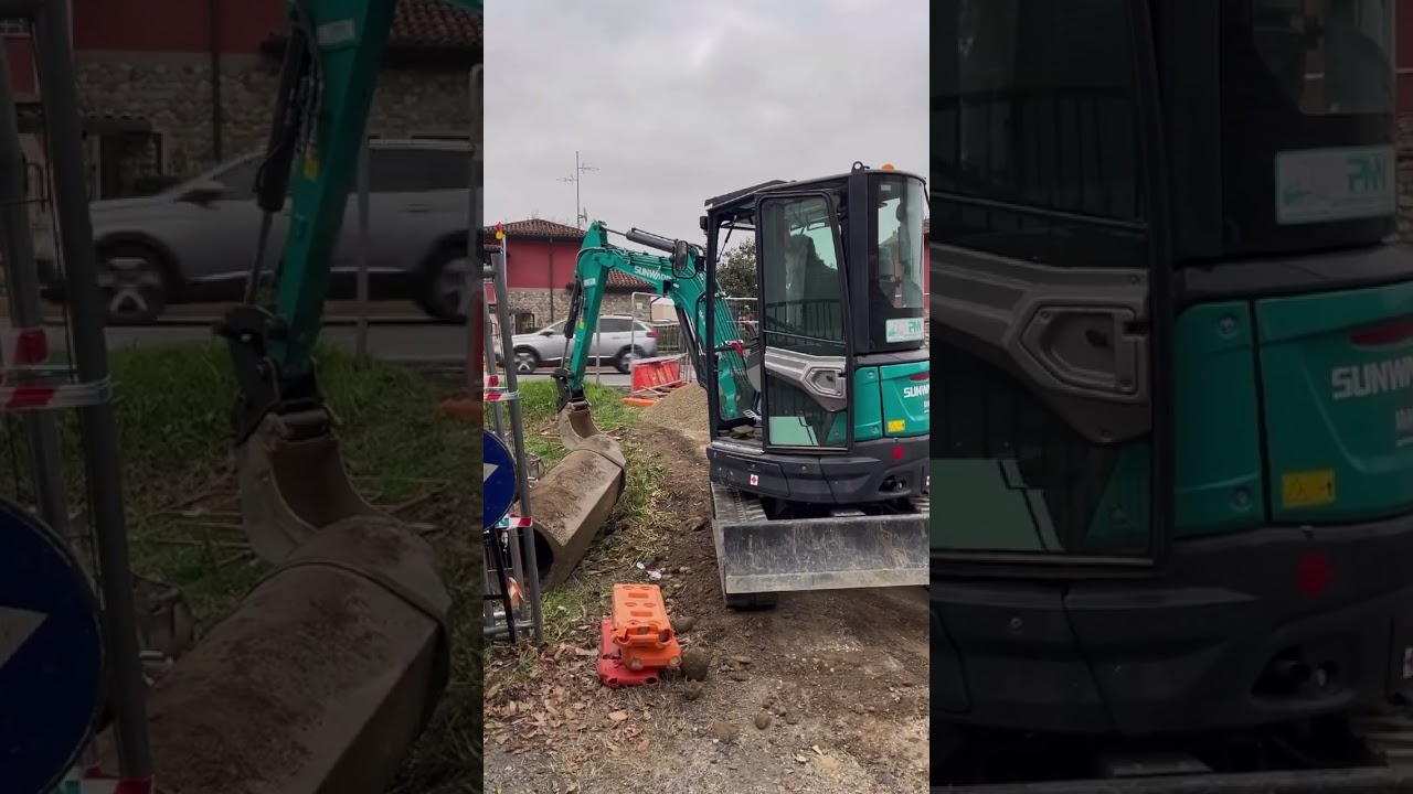 Mini escavatore Sunward SWE25UF girosagoma al lavoro in cantieri urbani