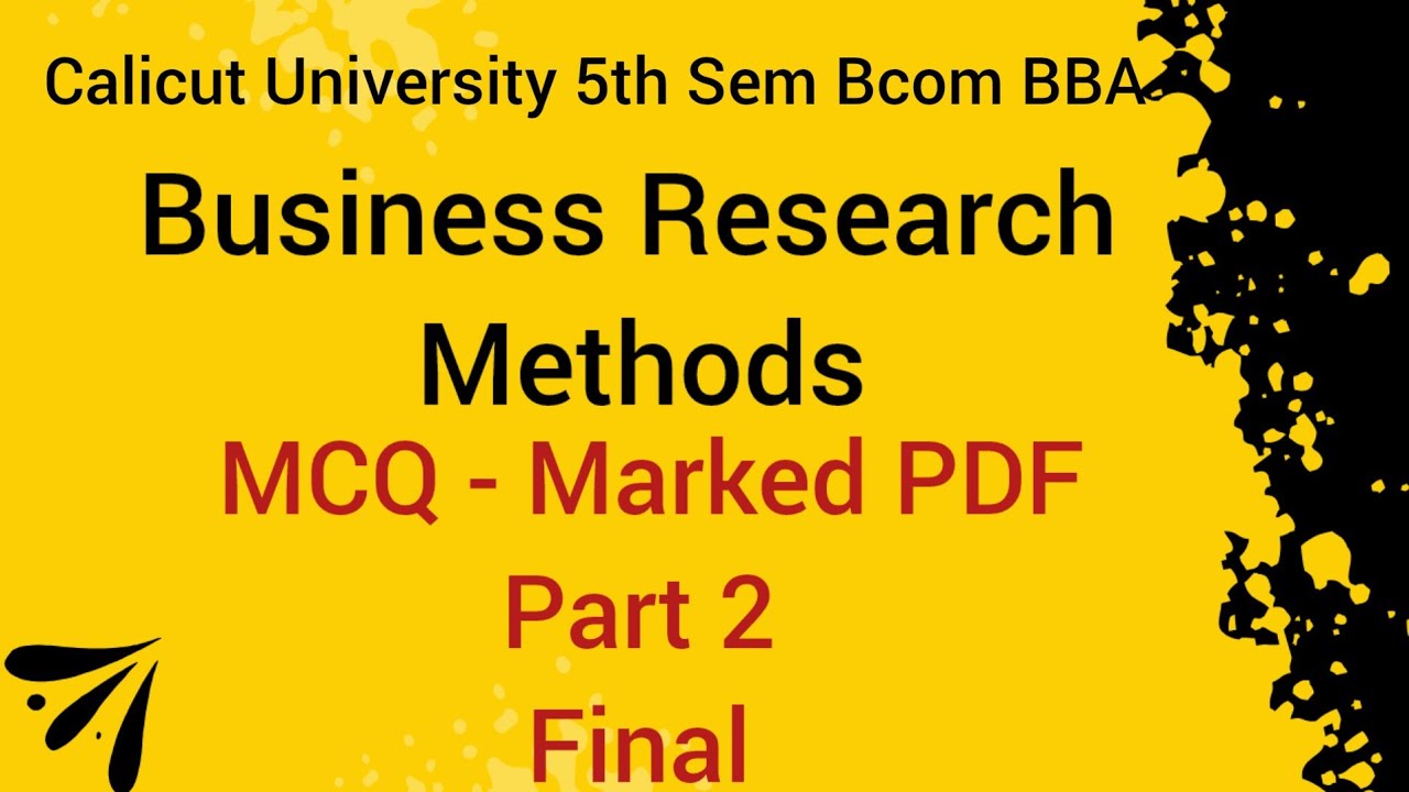 Calicut University 5th Sem Bcom BBA Business Research Methods MCQ Part 2