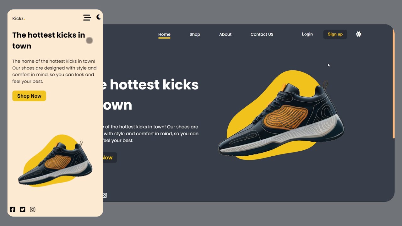 Responsive Portfolio Landing page Kickz | HTML , CSS  & JS