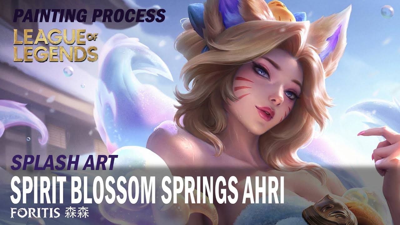 Spirit Blossom Springs Ahri - League of Legends Splash Art Video Process