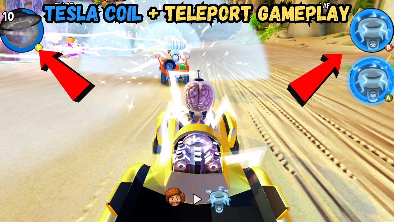 Tesla Coil + 10x Teleport Ability is INSANE ⚡ Bezorp Driving Killawatt  Beach Buggy Racing 2