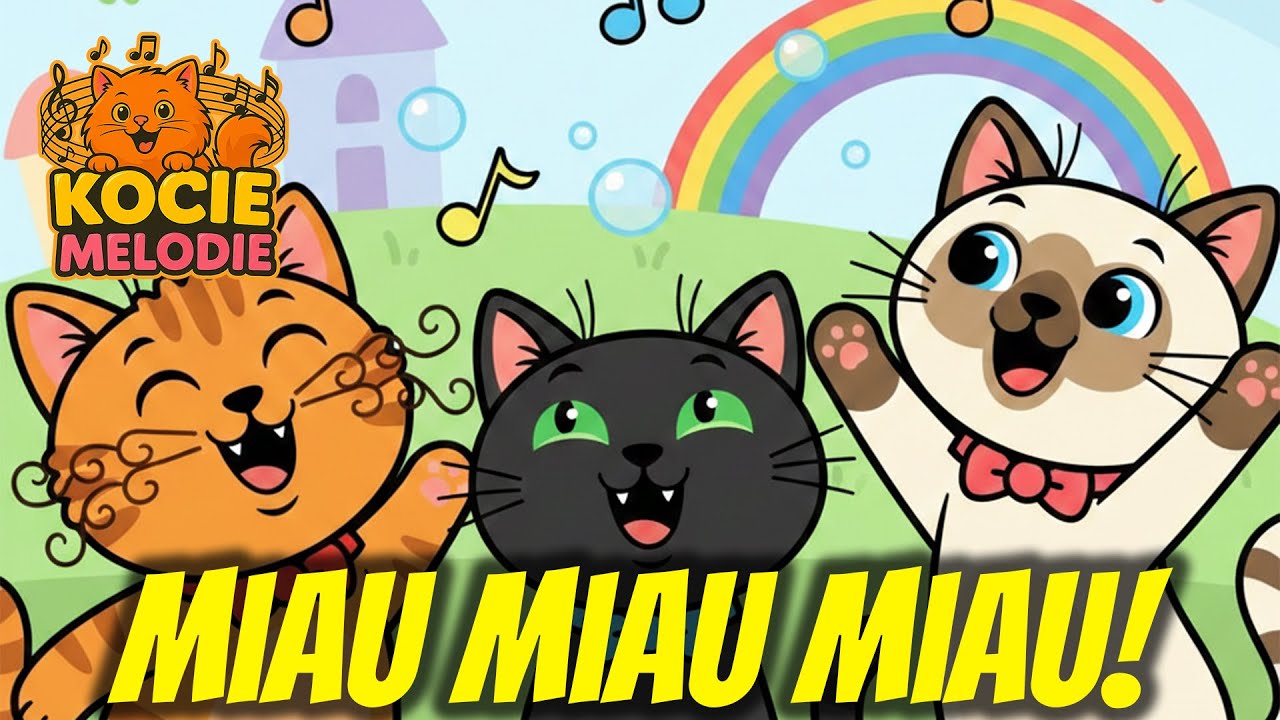 MIAU MIAU MIAU 🐈‍⬛🐈 WESOŁA PIOSENKA DLA DZIECI O KOTACH KTÓRE MIAUCZĄ - KOCIE MELODIE 😸🎶