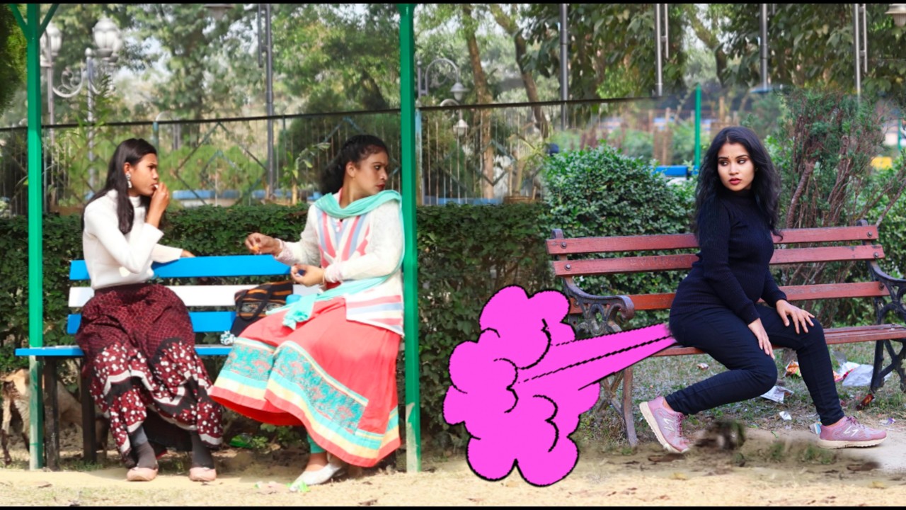 Very Funny WET FART Prank on cute random girls in park Part- 400 😜! N2o Shreya