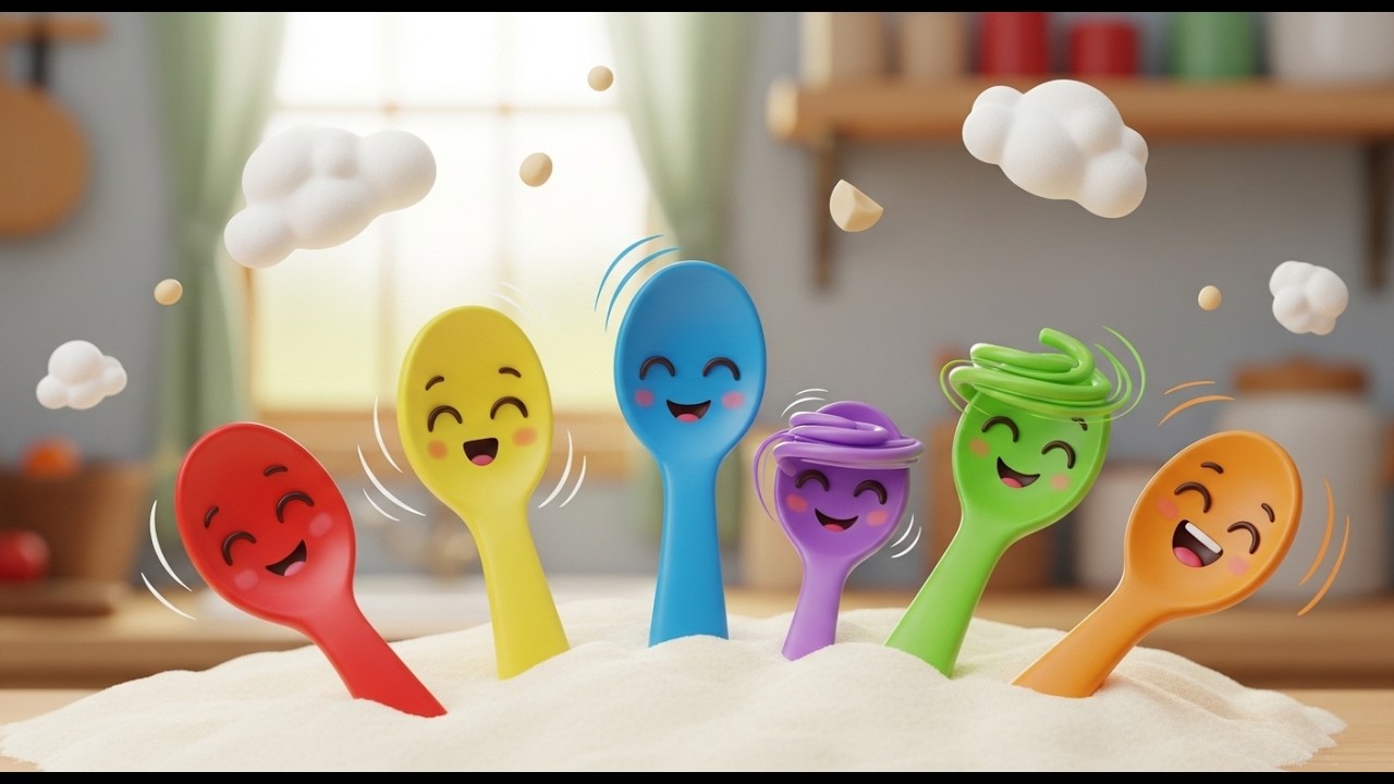 Seis Colheres de Brinquedo Pequenas Mexa | Música de Cozinha para Crianças