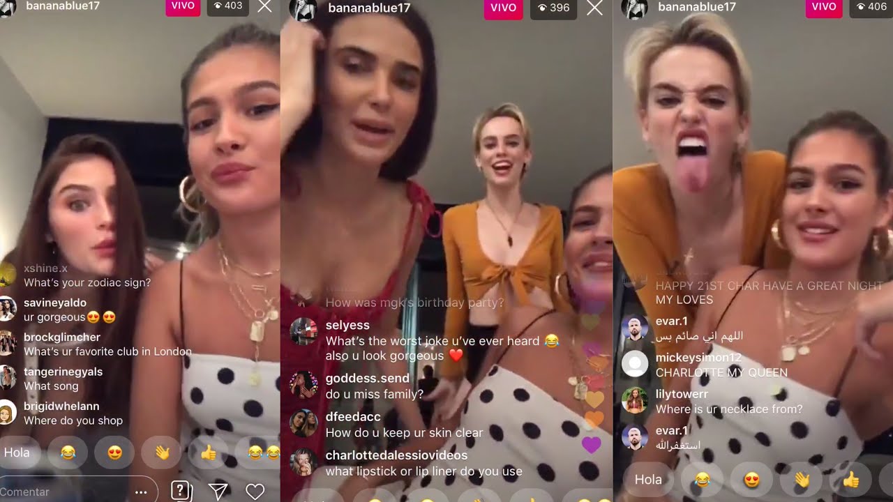 Charlotte D’alessio, Isabella Jones (@bananablue17), Chiara, Sophi Knight Instagram LiveStream