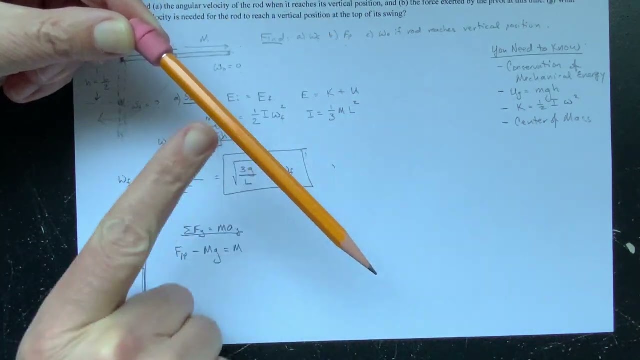 Physics Problems Solved: A Uniform Rod Swinging From One End
