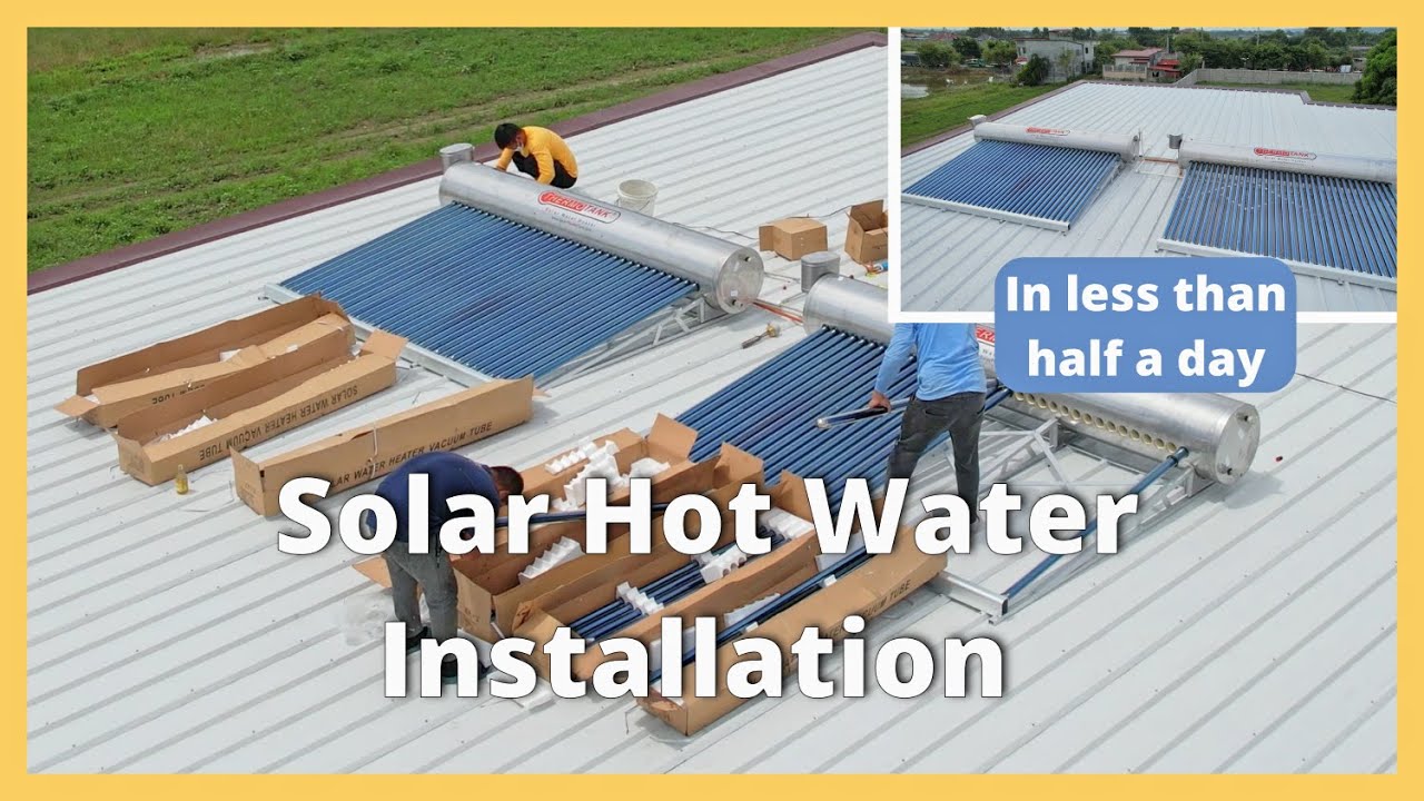 Philippine House Building Day 241 - Solar Hot Water Installation