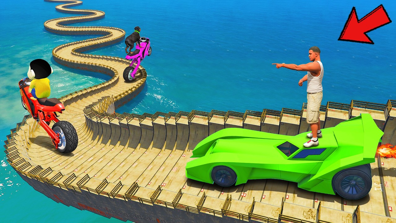 SHINCHAN AND FRANKLIN TRIED THE IMPOSSIBLE CURVY MEGA RAMP PARKOUR CHALLENGE GTA 5
