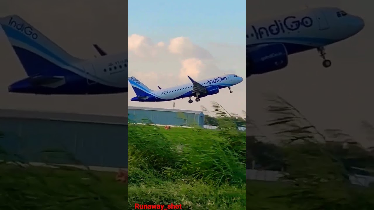 Flight takes off from runway                       #indigo #flight #runway #aeroplane #skyview