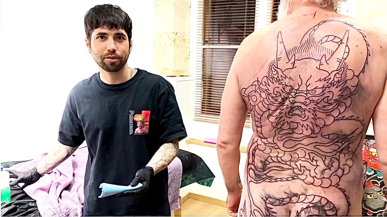 Tatouage Dragon Japonais sur tout le dos à 62 ans !
