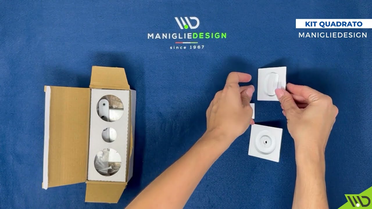 Kit Maniglia Porta Scorrevole Quadrata con nottolino Manigliedesign Unboxing - Manigliedesign.com