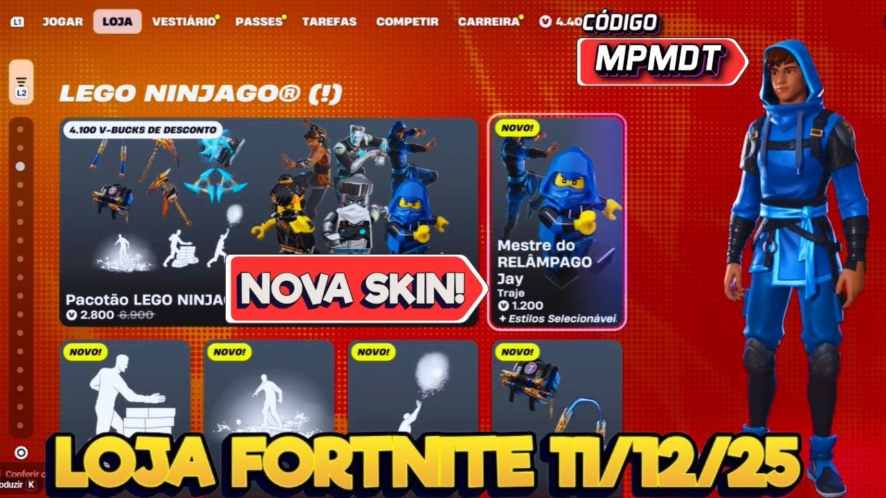NOVAS SKINS  LEGO NINJAGO - LOJA FORTNITE 12/12/25-LOJA FORTNITE DE-HOJE