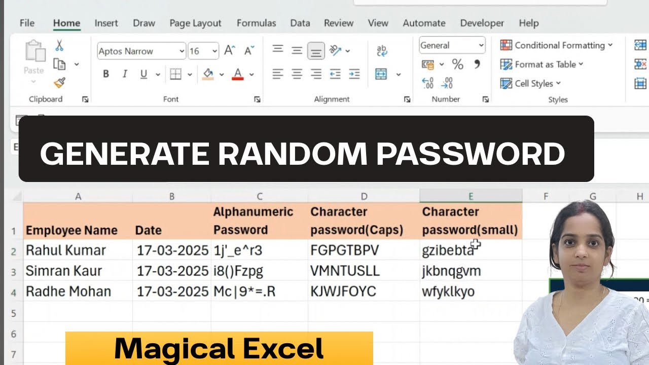 Generate  password in Microsoft Excel for employee l Employee management in Excel l 
