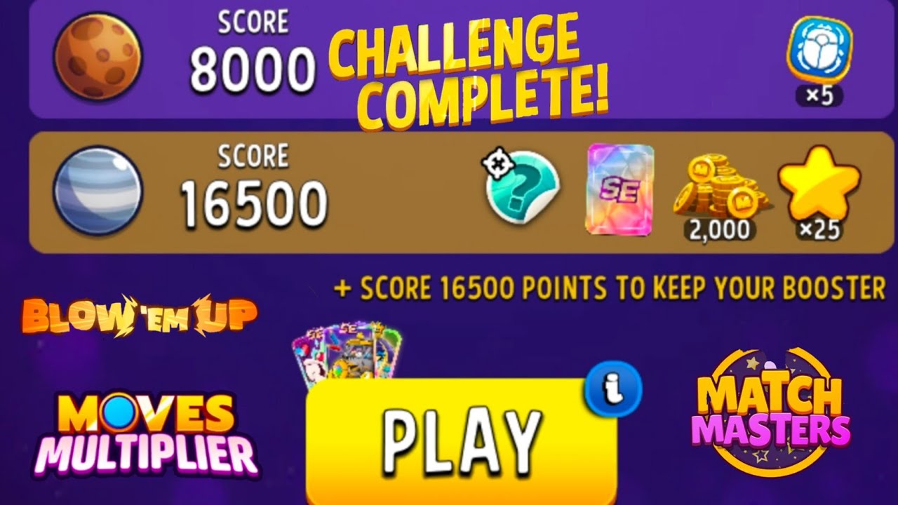 solo challenge move multiplier cosmic rush 45 seconds 16500 score match masters gameplay.