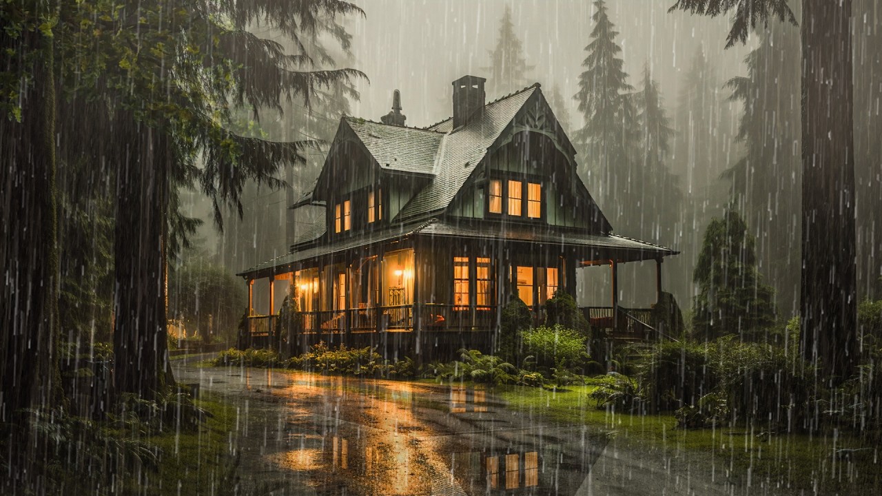 Goodbye Stress to Sleep Instantly with Heavy Rain & Thunder - Rain Sounds For Sleeping