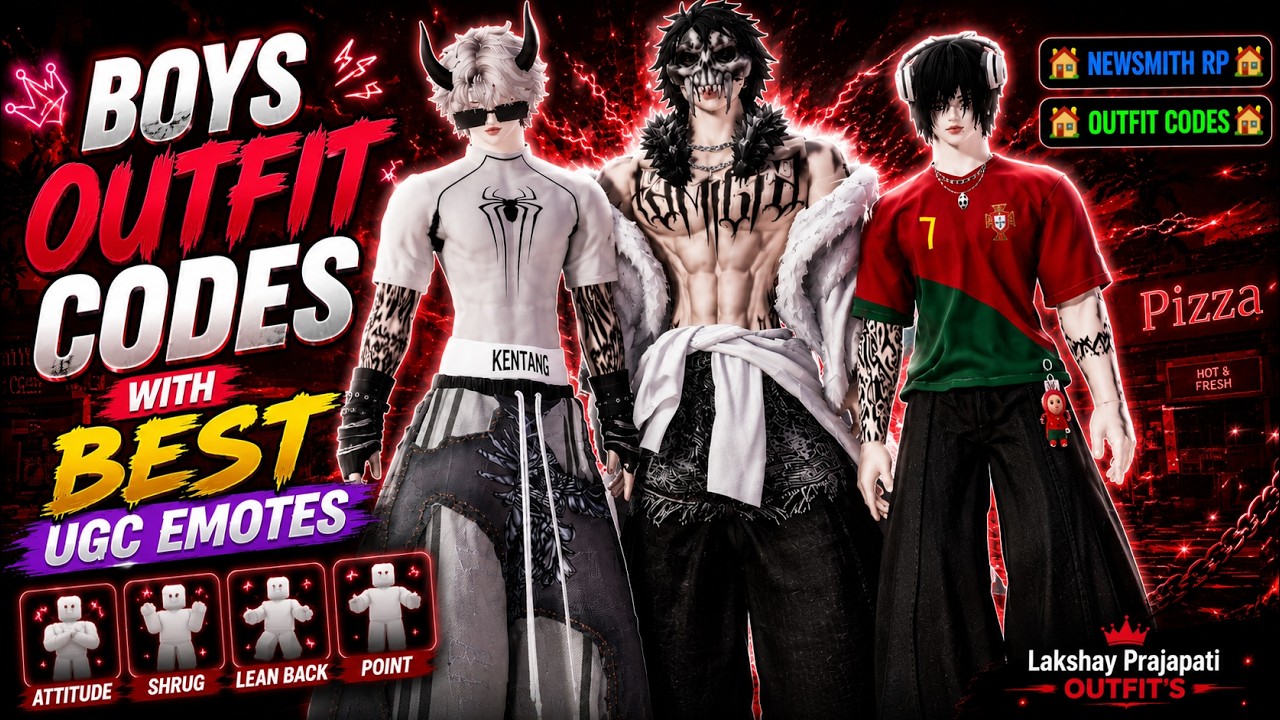FREE!! Y2K Outfit Codes For Boys with ugc emotes🔥🔥for NEW SMITH RP 🏠#roblox #newsmith #outfitcodes
