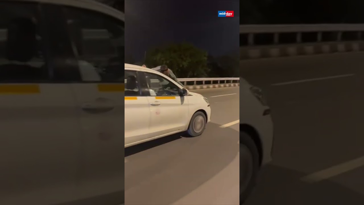 Shocking road rage in Mumbai! Man clings to moving car’s bonnet on highway 