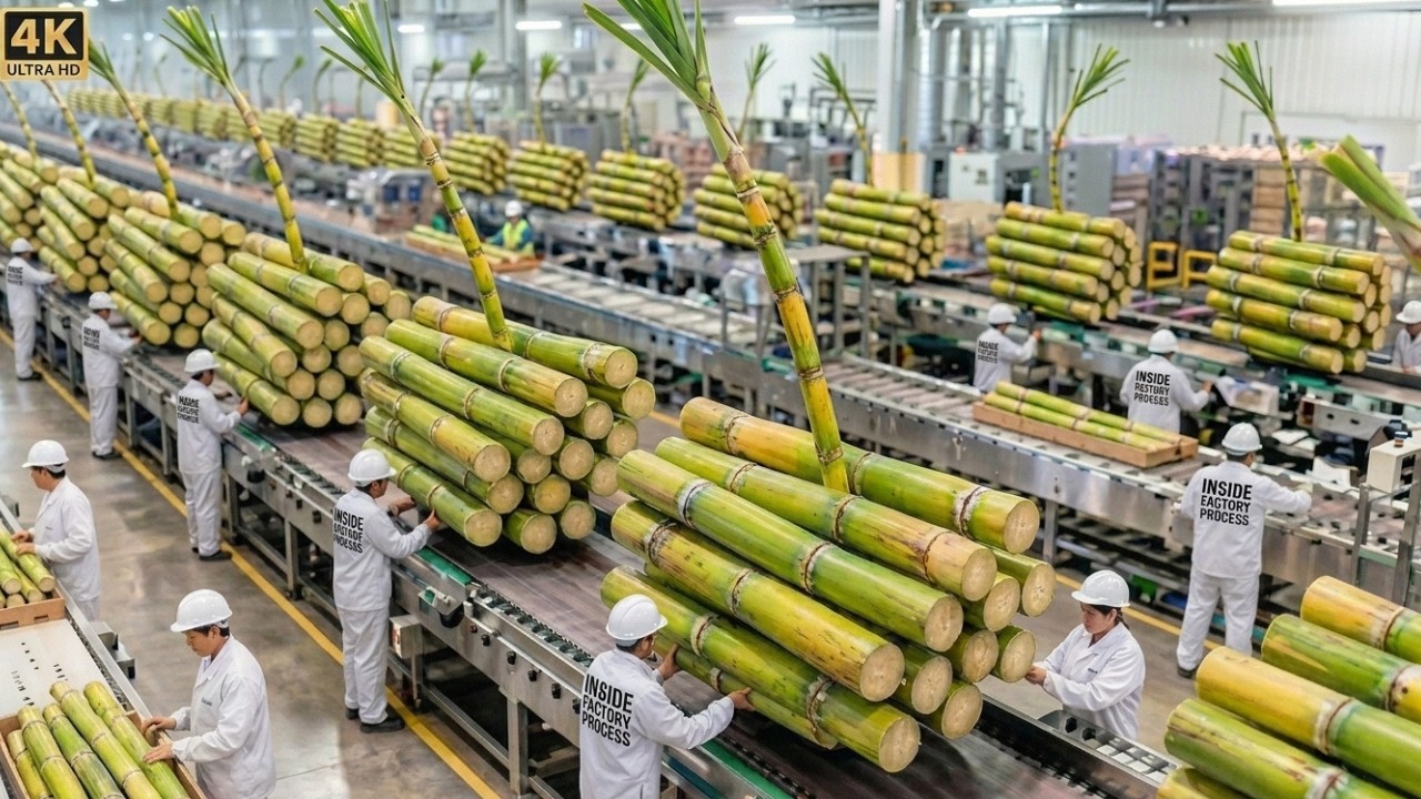 🔥 Inside a Giant Cane Sugar Factory 😱 | How Fresh Sugarcane Turns into Shiny Crystal Sugar 🏭🍬