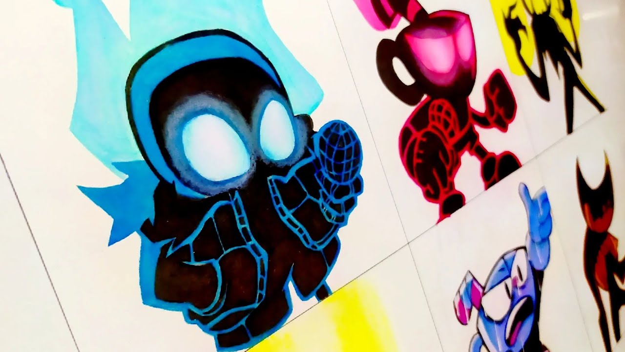Drawing Nightmare INDIE CROSS V1 Sans, Cuphead, Bendy (FNF MOD) (Friday Night Funkin')