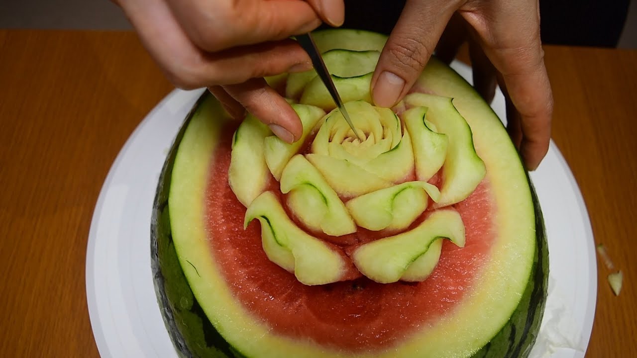 How to make 'an White rose' Watermelon Carving / FCL Team