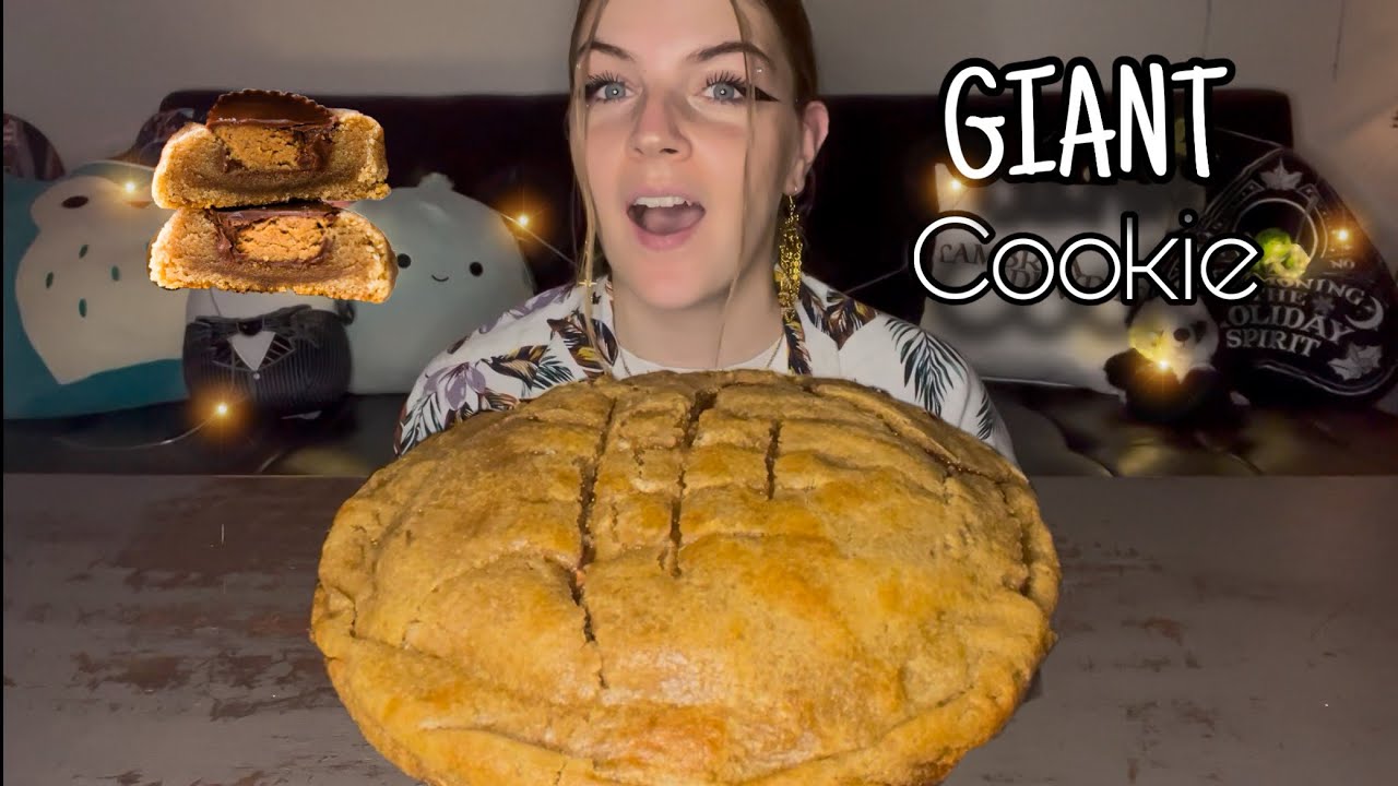 GIANT PEANUT BUTTER CUP COOKIE MUKBANG! (Vegan) (No Talking)