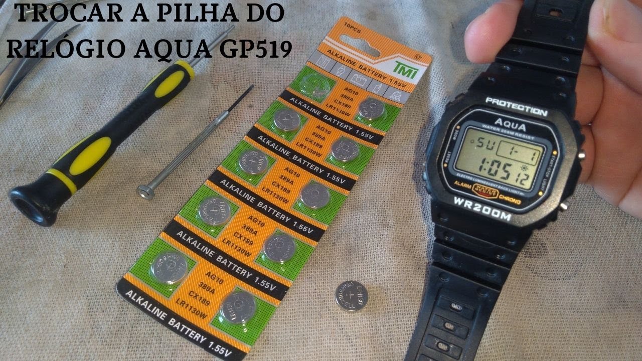 Como abrir e trocar a bateria do relogio Aqua GP519