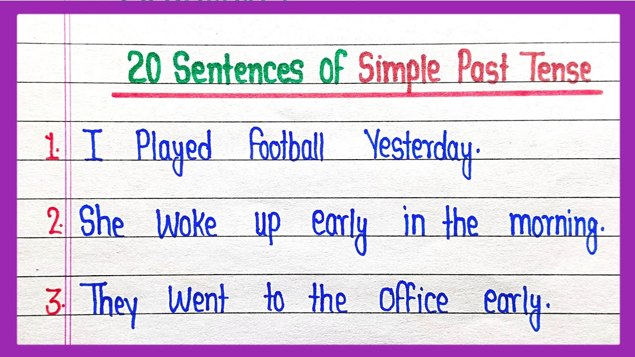 20 sentences of simple past tense || 20 examples of Simple Past Tense in English grammar