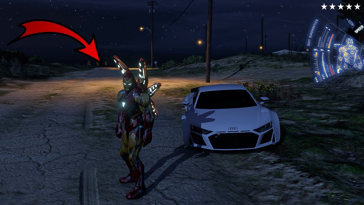Epic Iron Man vs 5-Star Police Fight - GTA 5 Mods