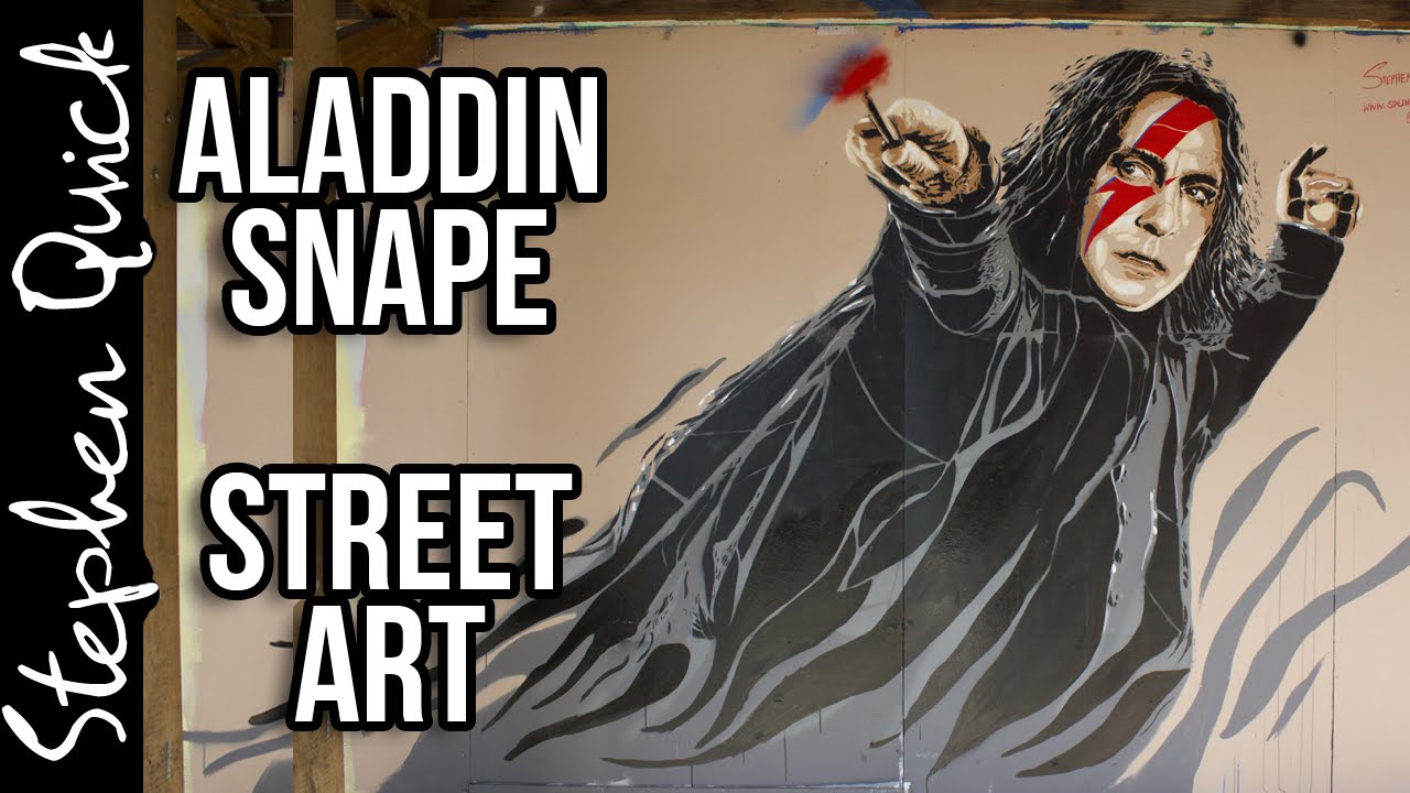 STREET ART TIME LAPSE - RICKMAN / BOWIE Tribute | Aladdin Snape