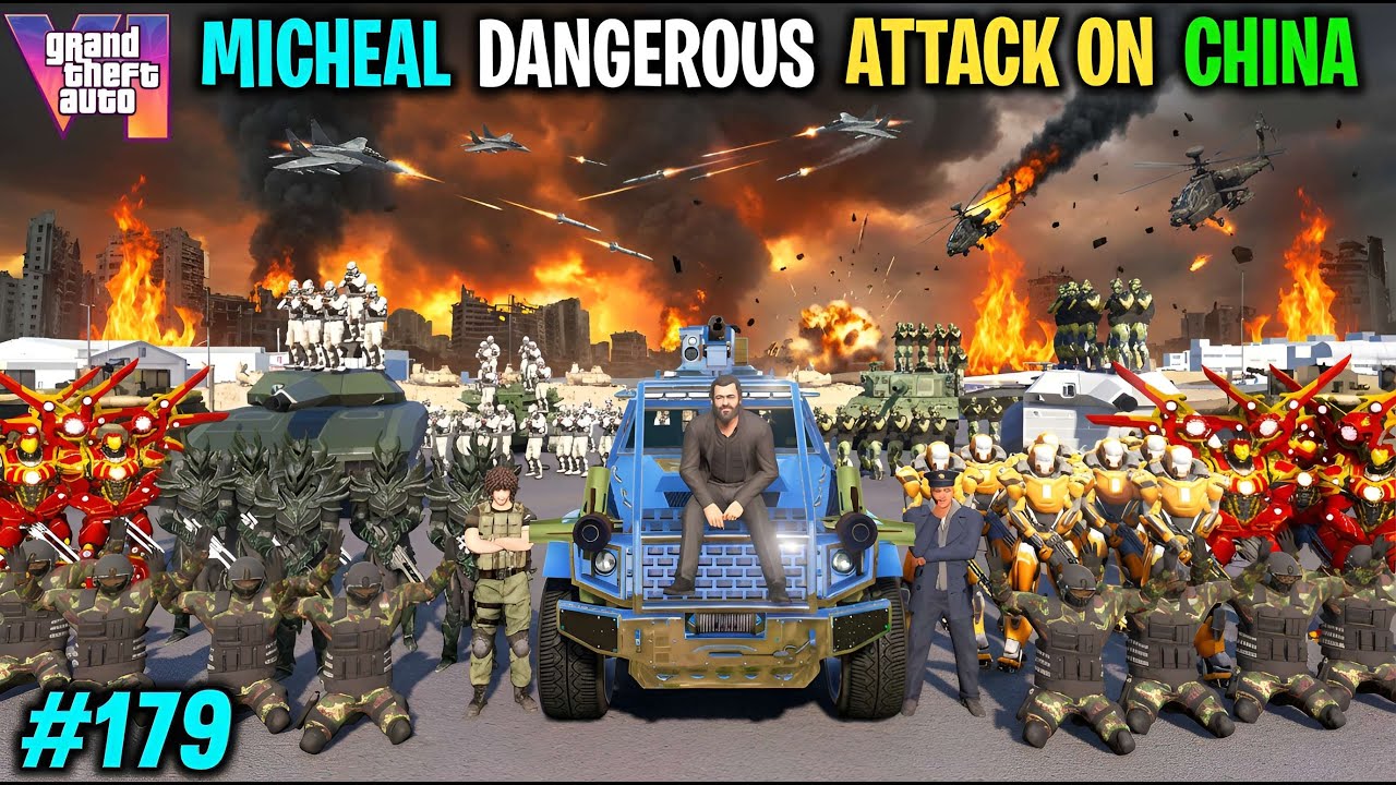 MICHAEL  SECURITY POWERFUL ATTACK ON CHINEASE ARMY| GTA V GAMEPLAY #179