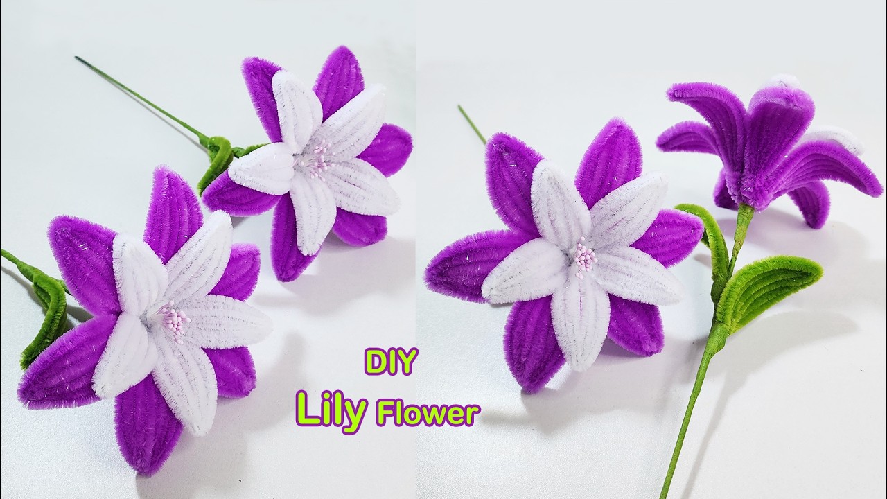 Beautiful Purple Lily Flower DIY 🌸 Easy Paper Flower Tutorial | Handcraft Sreyneang