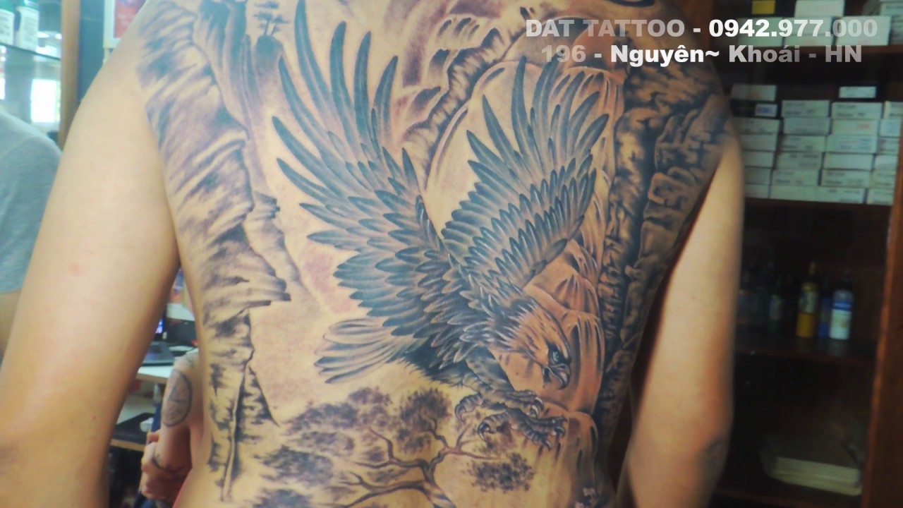 Hình xăm đại bàng kín lưng - ĐẠT TATTOO - 0942.977.000 - 196 Nguyễn Khoái
